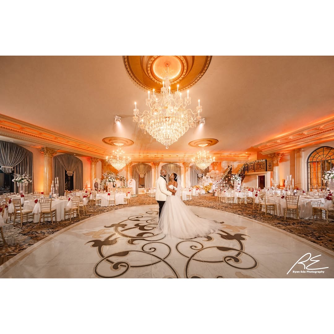 A quiet moment in the ballroom before the doors open